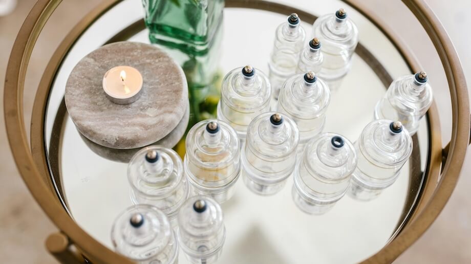 Cups on a Tray - Cupping Therapy